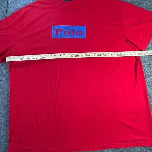Vintage Polo Ralph Lauren Shirt Mens Red 4XB Big Tall Spell Out Logo Casual 90's - Picture 7 of 16